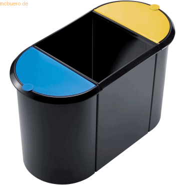 Helit Trio-System-Papierkorb 38l schwarz/blau/gelb von Helit
