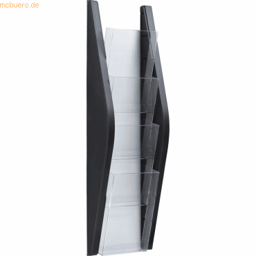 Helit Wandprospekthalter Bogendesign 1/3 A4 4 Fächer schwarz von Helit