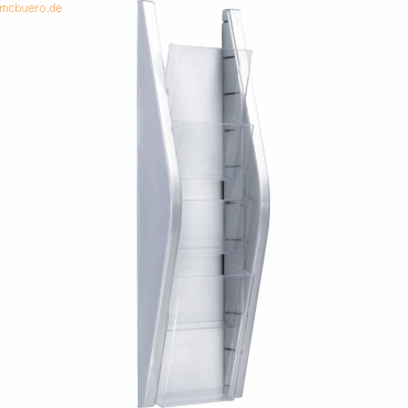 Helit Wandprospekthalter Bogendesign 1/3 A4 4 Fächer silber von Helit