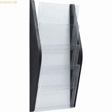Helit Wandprospekthalter Bogendesign A4 4 Fächer schwarz von Helit
