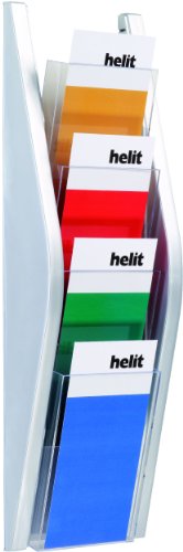 helit H6270300 - Wandbogendisplay „the arc“ 4 x 1/3 DIN A4 hoch, silber von Helit