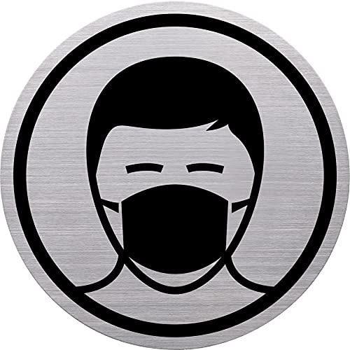 helit H6272300 - Piktogramm „Mundschutzpflicht“ the badge, aus Edelstahl, Durchmesser 115 mm, Höhe 0,5 mm, 1 Stück von Helit