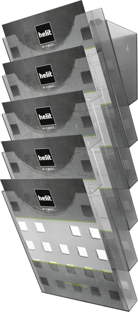helit the grid wall Wandprospekthalter DIN A4 5-Fach grau-transparent von Helit