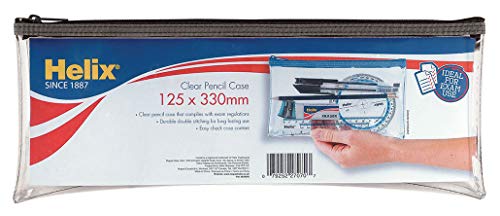 Helix Federtasche PVC farbiger Reißverschluss 330 x 125 mm transparent farblich sortiert von Helix