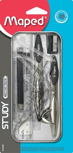 Helix Maped Study Zirkel-Set in Metallbox, 10-teilig 019409 von Maped Helix USA
