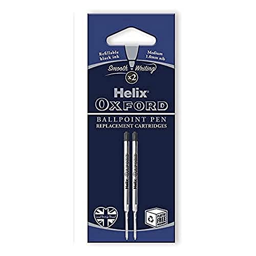 Helix Oxford Kugelschreiberminen, schwarze Tinte, 2 Stück von Helix