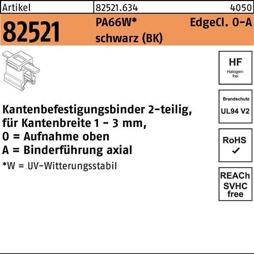500 Stk. Hellermanntyton Befestigungsbinder R 82521 Edgeclip 4,6x200/45 PA66W sw von HellermannTyton