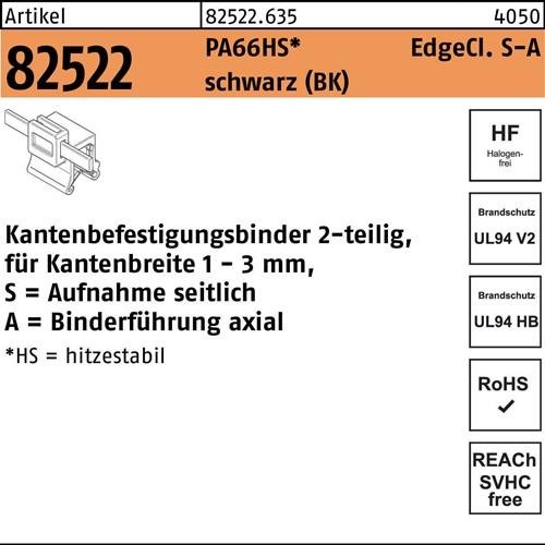 500 Stk. Hellermanntyton Befestigungsbinder R 82522 Edgecl. 4,6x200/45 PA66HS sw 500 Stk. Hellermanntyton Befestigungsbinder R 82522 Edgecl. 4,6x200/45 PA66HS sw von HellermannTyton