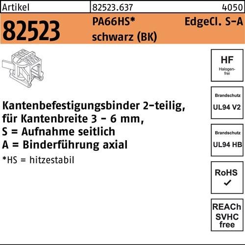 500 Stk. Hellermanntyton Befestigungsbinder R 82523 Edgecl. 4,6x200/45 PA66HS sw 500 Stk. Hellermanntyton Befestigungsbinder R 82523 Edgecl. 4,6x200/45 PA66HS sw von HellermannTyton