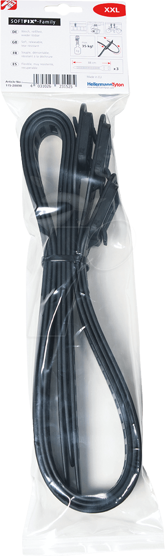 HT 115-28898 - Lösbarer Softbinder 880x28 mm, schwarz von HellermannTyton