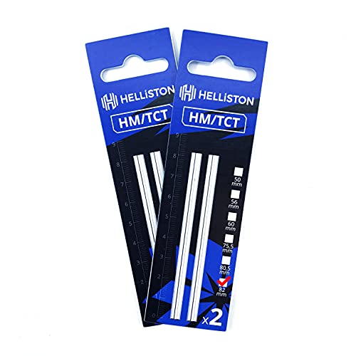 HM/TCT Hobelmesser für Elektrohobel Power Plus POWX1110, POWXq5502, POWXQ5502, Hartmetall, OHNE PLASTIK, 82mm (2 Satz = 4 Wendemesser) von Helliston