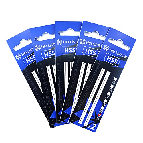 HSS Hobelmesser für Elektrohobel AEG BHO18 BL-0 18V OHNE PLASTIK, 82mm (5 Satz = 10 Wendemesser) von Helliston