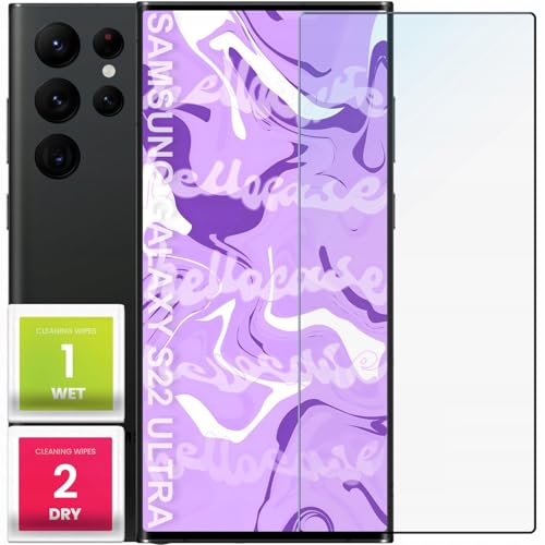 Hartglas für Samsung Galaxy S22 Ultra Bildschirm,Flach, 9H Härte, 2.5D Displayschutzfolie, Schutzglas, Schutzfolie, Case Friendly, Display von Hello Case