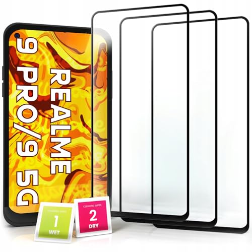 [HelloCase] 3er Pack Hartglas für Realme 9 Pro / 9 5G Für Alle Bildschirm, Voll, Härte 9H, Abdeckung 5D, Glas, Schutzglas, Hartglas, Display von Hello Case