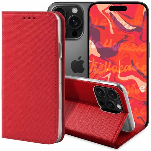 [HelloCase] Rot Flip Case für Apple iPhone 16 Pro Max - Eleganter 360° Schutz, Book, Standfunktion Magnetische Verschluss, Präzise Ausschnitte für Ports, Langlebige Materialien und Weich von Hello Case