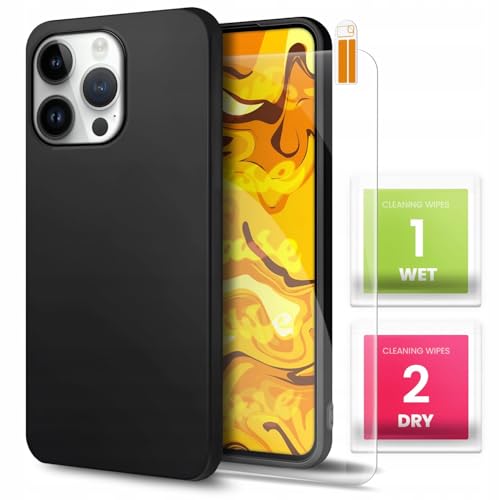 [HelloCase] Hülle für Apple Iphone 14 Pro Max Schwarz, Matt, Glatt, Slim, Schutzhülle, Handyhülle + Hartglas 2.5D 9H von HELLO CASE