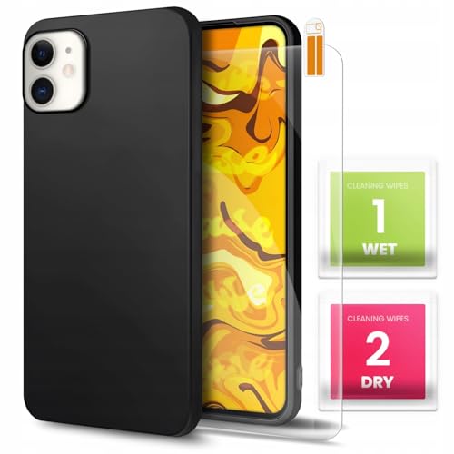 [HelloCase] Hülle für Apple iPhone 11 Schwarz, Matt, Glatt, Slim, Schutzhülle, Handyhülle + Hartglas 2.5D 9H von HELLO CASE