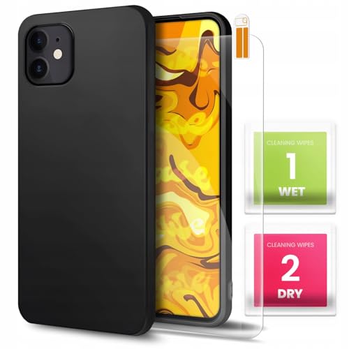 [HelloCase] Hülle für Apple iPhone 12 mini Schwarz, Matt, Glatt, Slim, Schutzhülle, Handyhülle + Hartglas 2.5D 9H von Hello Case