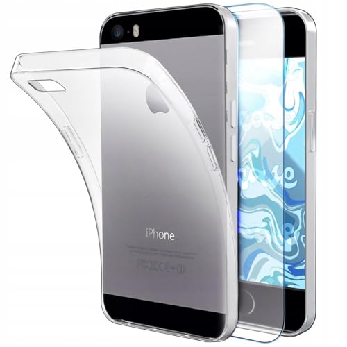 [HelloCase] Hülle für Apple iPhone 5 / iPhone 5s / iPhone SE 2016 Silikon, Slim, Klar, Farblos, Transparent, Schutzhülle, Handyhülle + Hartglas 2.5D 9H von Hello Case