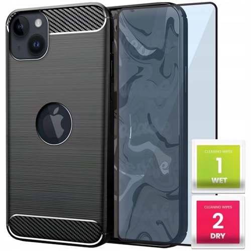 [HelloCase] Hülle für IPHONE 14 - Carbon Handy Back Case - Robuster Schutz, Schlankes Design, Stilvolle Carbon-Design, Präzise Ausschnitte + Hartglas 2.5D 9H von Hello Case