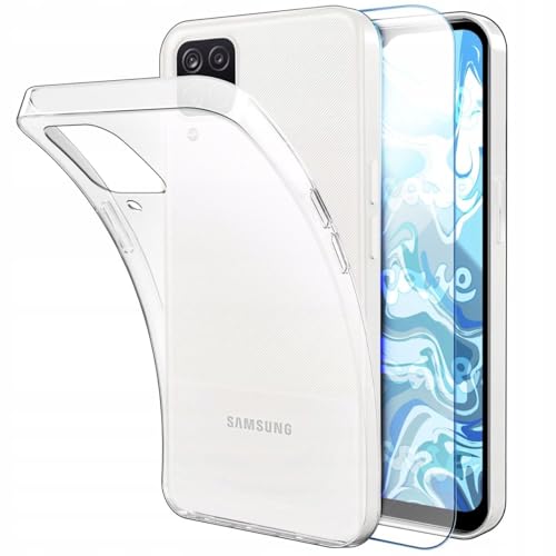 [HelloCase] Hülle für Samsung Galaxy A12 / M12 Silikon, Klar, Farblos, Transparent, Schutzhülle, Handyhülle + Hartglas 2.5D 9H von Hello Case