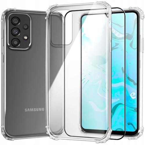 [HelloCase] Hülle für Samsung Galaxy A33 5G Panzer, Bumper an den Ecken, Silikon, Transparent, Schutzhülle, Handyhülle + Hartglas 2.5D 9H von Hello Case