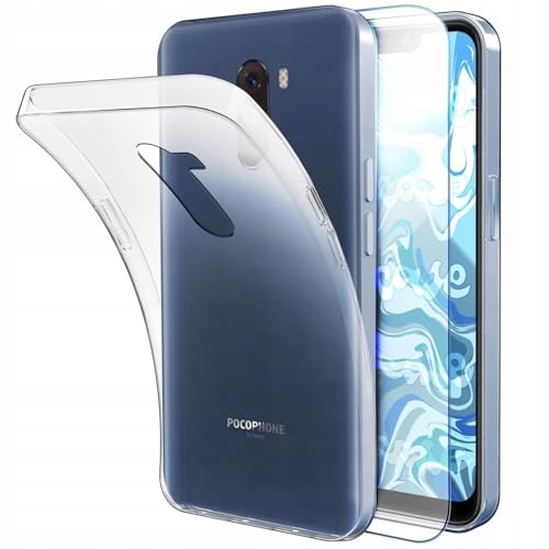 [HelloCase] Hülle für Xiaomi Poco F1 Silikon, Klar, Farblos, Transparent, Schutzhülle, Handycase + Hartglas 2.5D 9H von HELLO CASE