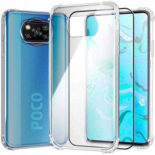 [HelloCase] Hülle für Xiaomi Poco X3 / X3 Pro/NFC Panzer, Bumper an den Ecken, Silikon, Transparent, Schutzhülle, Handycase + Hartglas 2.5D 9H von Hello Case