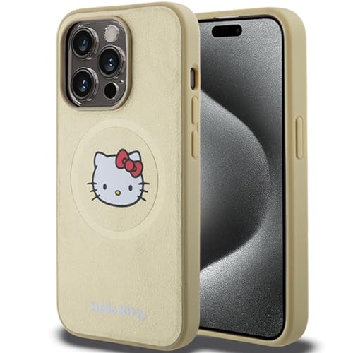Hello Kitty Apple iPhone 14 Pro Max Leather Kitty Head MagSafe Case Cover Gold von Hello Kitty