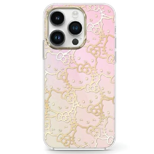 Hello Kitty Apple iPhone 15 Silikon Hardcase Cover Hülle Crowded Kitty Head Rosa von Hello Kitty