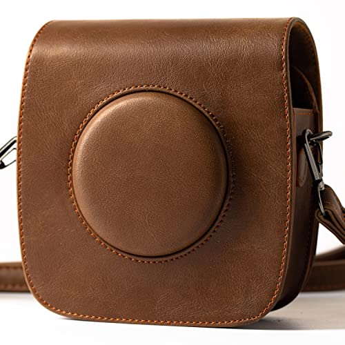 HelloHelio-Brown Sofortbildkamera für Fujifilm Instax Square SQ20, aus veganem Leder, mit verstellbarem Schulterriemen zum Schutz der Fuji Instax SQ20 Kamera von Hellohelio