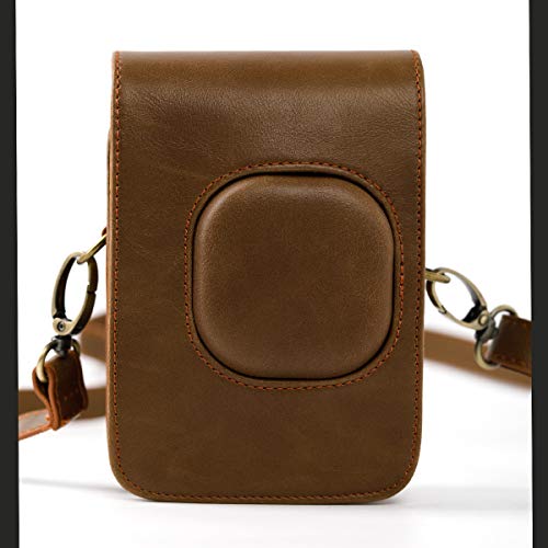 HelloHelio Retro Groove Case Compatible for Fujifilm Instax Mini Liplay Hybrid Instant Camera and Printer, Vintage Bag with Removable/Adjustable Shoulder Strap (Brown) von Hellohelio