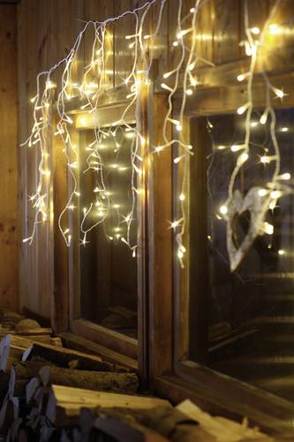 Hellum Lichtervorhang-Eisregen Innen/Außen 180 LED Weiß von Hellum