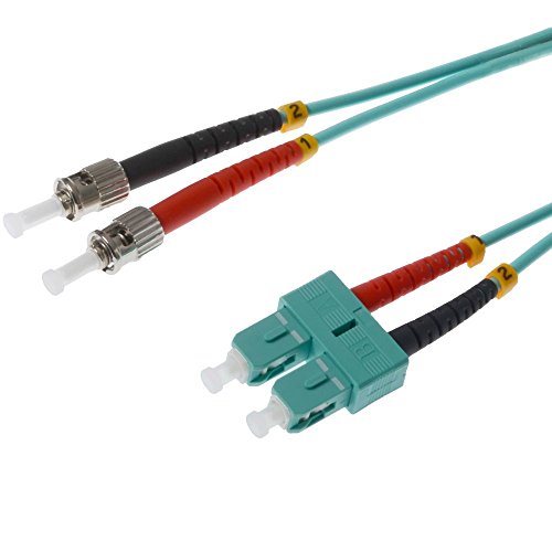 Helos 2 m OM3 SC/ST 2 m SC ST türkis LWL-Kabel – Glasfaserkabel von (SC, ST, 50 µm, 125 Mikrometer, türkis, Male Connector/Male connector) von Helos