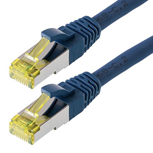 Helos Patchkabel S / FTP (PIMF) CAT 6a - Verbindungskabel, Blau, 0,25 m von Helos