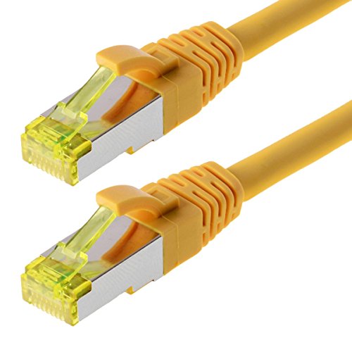 Helos Patchkabel S / FTP (PIMF) CAT 6a - Verbindungskabel, Gelb, 0,25 m von Helos