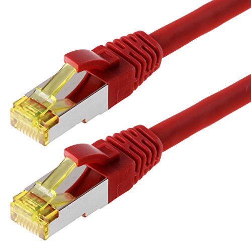 Helos Patchkabel S / FTP (PIMF) CAT 6a - Verbindungskabel, Rot, 15 m von Helos