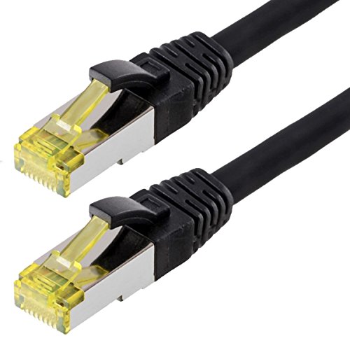 Helos Patchkabel S / FTP (PIMF) CAT 6a - Verbindungskabel, Schwarz, 0,25 m von Helos