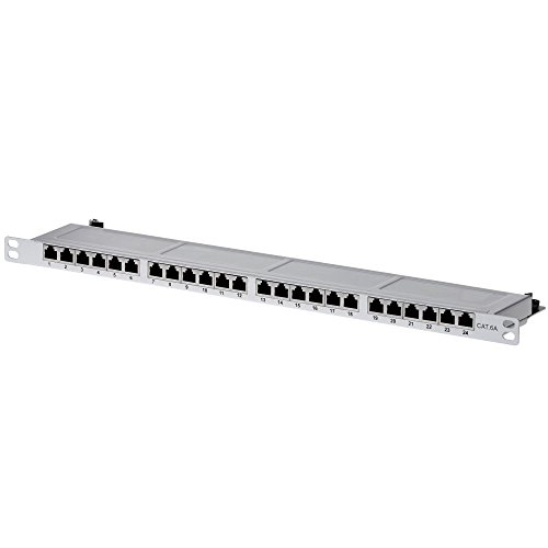 helos Patchfeld Cat. 6A 19" 0,5HE 24 Port grau , Preisgünstiges geschirmtes LSA Patchpanel mit 1/2 Bauhöhe und 24 Anschlussports , zur Netzwerkinstallation helos Patchfeld Cat. 6A 19" 0,5HE 24 Port grau , Preisgünstiges geschirmtes LSA Patchpanel mit 1/2 Bauhöhe und 24 Anschlussports , zur Netzwerkinstallation von Helos