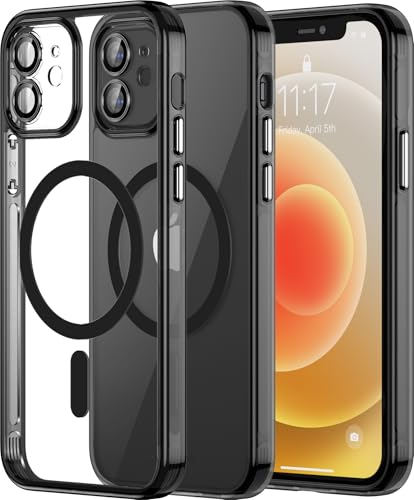 Helssitot Kameraschutz Magnetisch für iPhone 12 Hülle mit Schutzfolie, Kompatibel mit MagSafe, Anti-Yellowing, Durchsichtig PC Kratzfeste, Silikone Bumper Stoßfest Handyhülle iPhone 12 Case Schwarz Helssitot Kameraschutz Magnetisch für iPhone 12 Hülle mit Schutzfolie, Kompatibel mit MagSafe, Anti-Yellowing, Durchsichtig PC Kratzfeste, Silikone Bumper Stoßfest Handyhülle iPhone 12 Case Schwarz von Helssitot