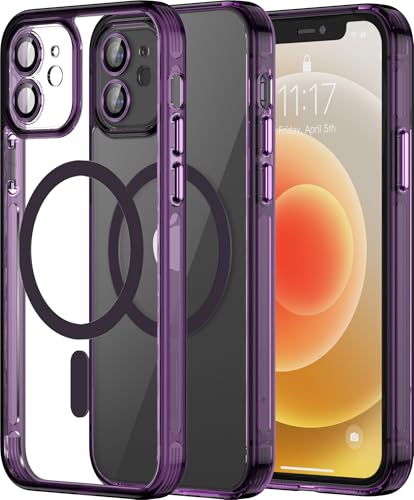 Helssitot Kameraschutz Magnetisch für iPhone 12 Hülle mit Schutzfolie, Kompatibel mit MagSafe, Anti-Yellowing, Durchsichtig PC Kratzfeste, Silikone Bumper Stoßfest Handyhülle iPhone 12 Case Violett Helssitot Kameraschutz Magnetisch für iPhone 12 Hülle mit Schutzfolie, Kompatibel mit MagSafe, Anti-Yellowing, Durchsichtig PC Kratzfeste, Silikone Bumper Stoßfest Handyhülle iPhone 12 Case Violett von Helssitot