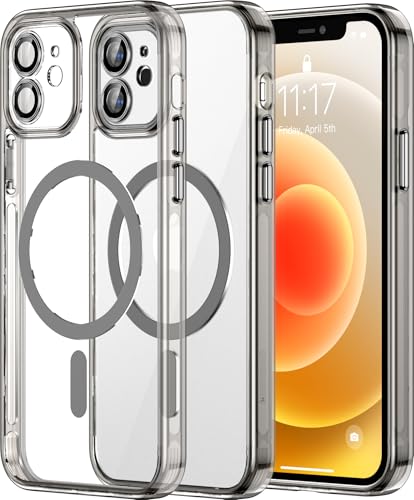 Helssitot Kameraschutz Magnetisch für iPhone 12 Hülle mit Schutzfolie, Kompatibel mit MagSafe, Anti-Yellowing, Durchsichtig PC Kratzfeste, Silikone Bumper Stoßfest Handyhülle iPhone 12 Case Grau Helssitot Kameraschutz Magnetisch für iPhone 12 Hülle mit Schutzfolie, Kompatibel mit MagSafe, Anti-Yellowing, Durchsichtig PC Kratzfeste, Silikone Bumper Stoßfest Handyhülle iPhone 12 Case Grau von Helssitot