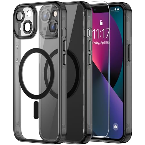Helssitot Kameraschutz Magnetisch für iPhone 13 Hülle mit Schutzfolie, Kompatibel mit MagSafe, Anti-Yellowing, Durchsichtig PC Kratzfeste, Silikone Bumper Stoßfest Handyhülle iPhone 13 Case Schwarz Helssitot Kameraschutz Magnetisch für iPhone 13 Hülle mit Schutzfolie, Kompatibel mit MagSafe, Anti-Yellowing, Durchsichtig PC Kratzfeste, Silikone Bumper Stoßfest Handyhülle iPhone 13 Case Schwarz von Helssitot