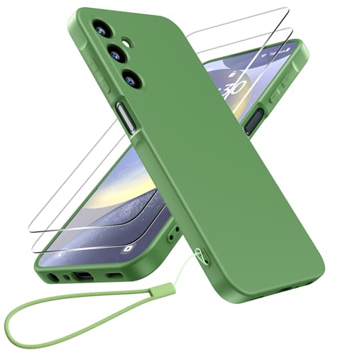 Helssitot Silikon Handyhülle Kompatibel mit Samsung Galaxy A25 5G Hülle und 2 Stück Schutzfolie,Kameraschutz,Weiche TPU Dünn Stoßfestem Schutzhülle,Cover Case für Samsung A25 5G,Mintgrün von Helssitot