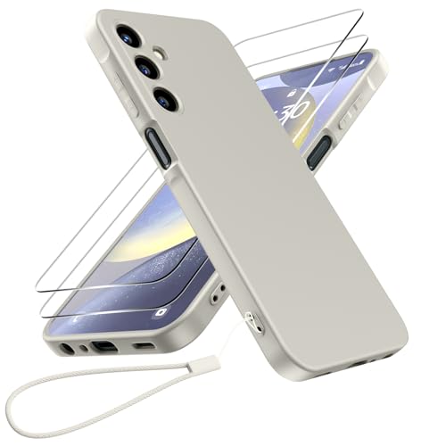 Helssitot Silikon Handyhülle Kompatibel mit Samsung Galaxy A25 5G Hülle und 2 Stück Schutzfolie,Kameraschutz,Weiche TPU Dünn Stoßfestem Schutzhülle,Cover Case für Samsung A25 5G,Taupe von Helssitot