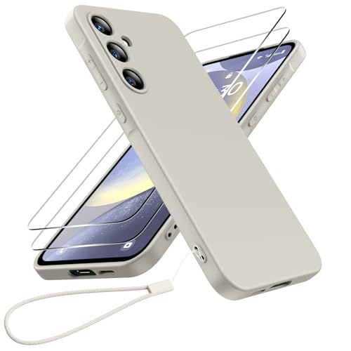 Helssitot Silikon Handyhülle Kompatibel mit Samsung Galaxy A35 5G Hülle und 2 Stück Schutzfolie,Kameraschutz,Weiche TPU Dünn Stoßfestem Schutzhülle,Cover Case für Samsung A35 5G,Taupe von Helssitot