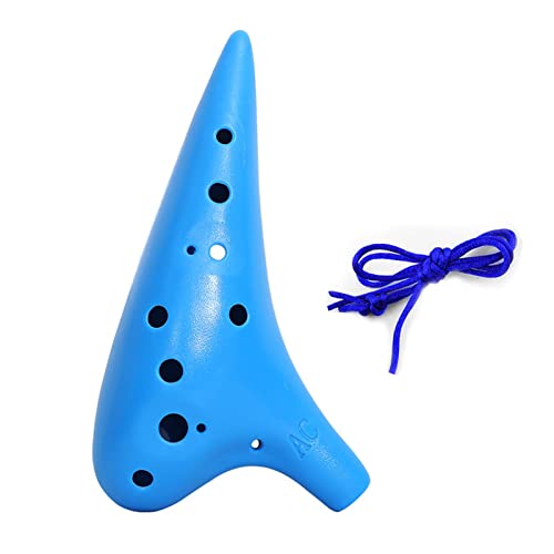 12 Löcher Okarina, Ocarinas Keramik, Keramik Alto C, Ocarina aus Kunststoff, für Anfänger, Einfaches Instrument für Kinder, Blau, Mit Trageband, 17.5 x 9.5 cm von Helweet