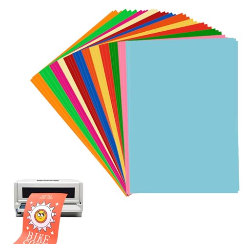Druckerpapier für Etiketten, Aufkleberpapier Selbstklebende, Aufkleber Etiketten Papier, 48 Blatt Neon-Etiketten Aus Papier, Etiketten Farbig, A4, 210 X 297mm(Zufällige Farbe) von Helweet