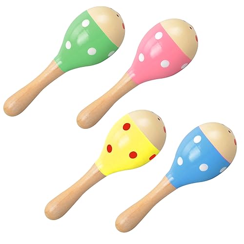 Holz Maracas, Eier Maracas, Egg Shaker, Egg Maracas, Percussion Musikintrument, Rassel Eier, Naturholz Maracas, Ideal für Frühkindliche Erziehung, Kinderpartys, 4 Stück von Helweet