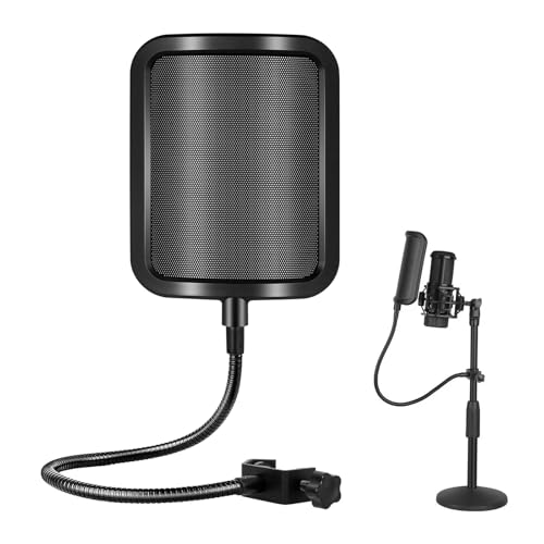 Mikrofon Popschutz, Mikrofon Pop Filter, Popfilter für Mikrofone, Mikrofon Dual Layered Sound Shield Wind Pop Screen Mit Einem Flexiblen 360°Schwanenhals Clip Stabilisierungsarm für Meisten Mikrofone Mikrofon Popschutz, Mikrofon Pop Filter, Popfilter für Mikrofone, Mikrofon Dual Layered Sound Shield Wind Pop Screen Mit Einem Flexiblen 360°Schwanenhals Clip Stabilisierungsarm für Meisten Mikrofone von Helweet